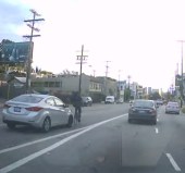 Still from dashcam footage of January hit-and-run crash on Glendale Boulevard