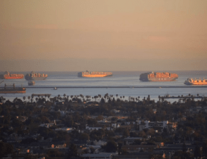 Port tanker traffic worsening Southern California air quality. Photo by Brian Addison/LongBeachIze