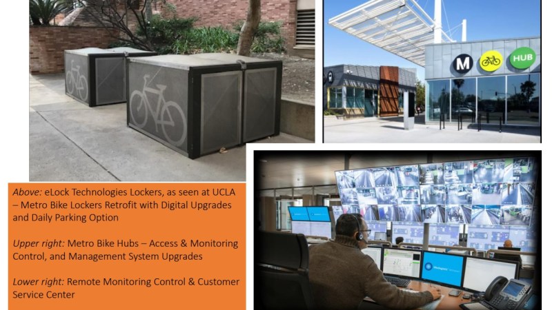 Metro is revamping its station bike parking, switching to new digital lockers. Image via Metro presentation