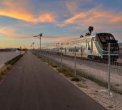 The city of L.A.'s under-construction San Fernando Road bike path parallels the Metrolink Antelope Valley Line train tracks. Photos by Joe Linton/Streetsblog L.A.