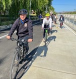 L.A. City Councilmember Bob Blumenfield (left) riding the new section of L.A. River path. Photos by Joe Linton/Streetsblog