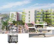 Cross section rendering of Santa Monica & Vermont Apartments project currently under construction - via Little Tokyo Service Center