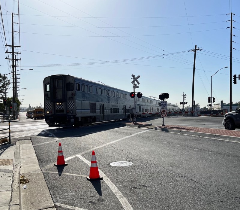 Metro is elevating Rosecrans Avenue to run above trains at Marquardt Avenue. Photos by Joe Linton/Streetsblog