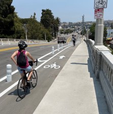New protected bike lanes on the North Spring Street Bridge. Photos by Joe Linton/Streetsblog