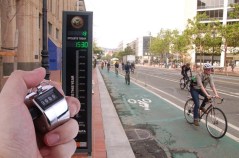 Automatic cyclist and pedestrian counters aren't common in U.S. cities — but they should be. Photo: The Fast Lane Blog (with help from the Streetsblog Photoshop Desk)