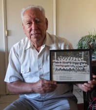 Alberto Rodriguez Sr. shows off some of his Dodgers memorabilia from the Fernando Valenzuela era. Credit: South El Monte Arts Posse, "East of East: Mapping Community Narrative," Courtesy of SEMAP