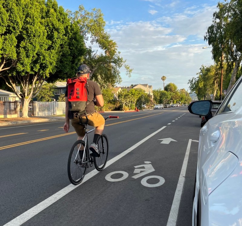 Colfax Avenue bike lanes in North Hollywood. Photos by Joe Linton/Streetsblog