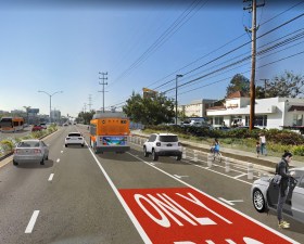 Venice Boulevard bus and bike lanes rendering - via LADOT Twitter